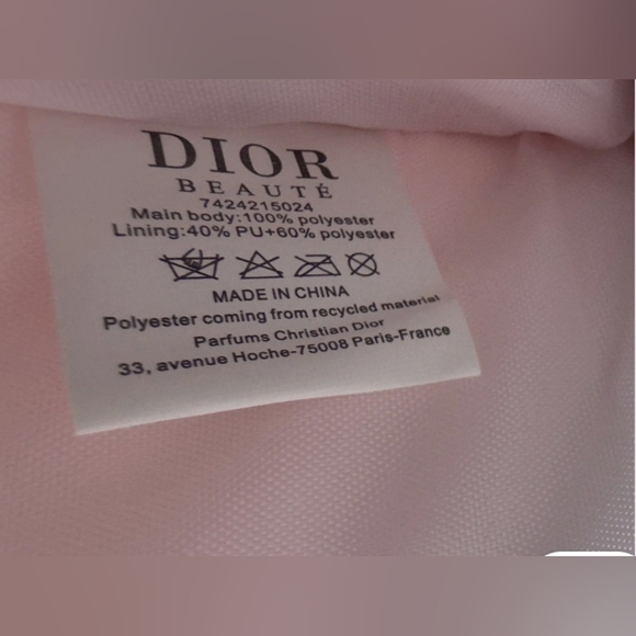 Christian Dior Light Pink Canvas Pouch W/ Zipper Closure And Sample Parfum. NEW - Picture 6 of 8
